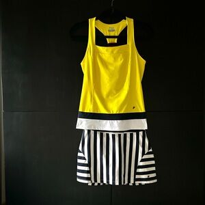 Fila Ginny Hilfigger Tennis Outfit in Yellow and Navy Stripes Size Medium